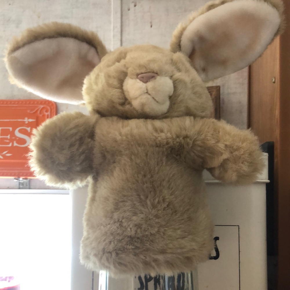 Vintage Plush Bunny Hand Puppet - Tan‎
